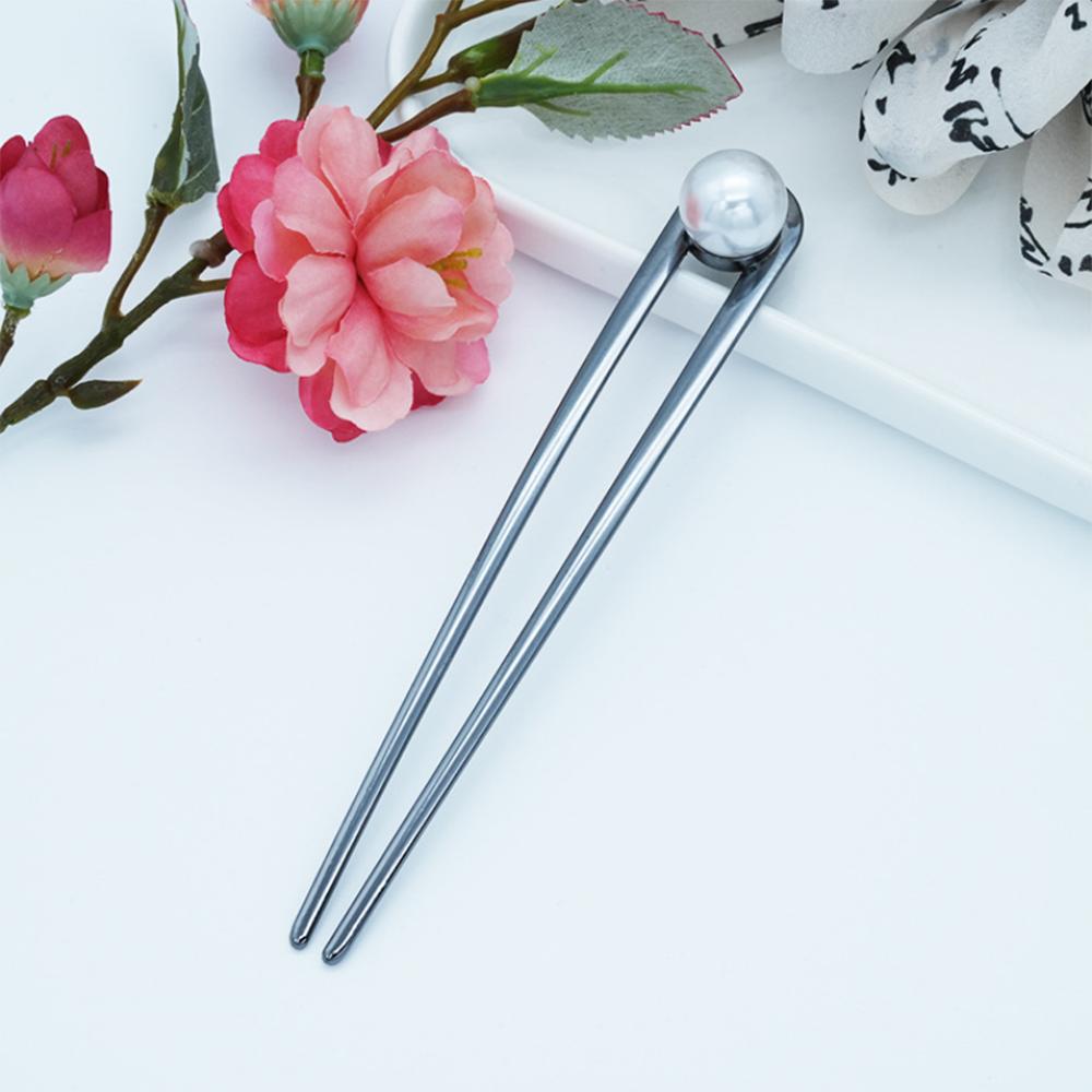 New U Shape Metal Black Hair Pin Stick French Pearl Hair Clips Barrettes For Women Girls Hairstyle Accessories  Gifts