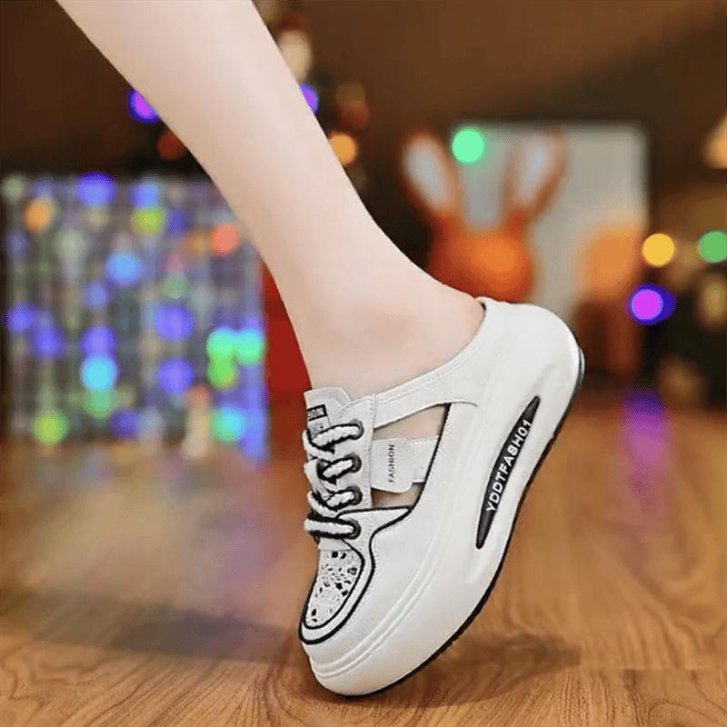 

Maillard leather inner heightening bag head half slippers women wear thick-soled cool slippers lazy pedal bag head slippers 40 белый