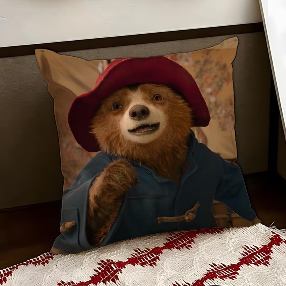 cartoon PPaddington BBear Cushion Cover Reversible Soft Durable Pillow Cover Home Car MultiScene Use for Daily Comfort
