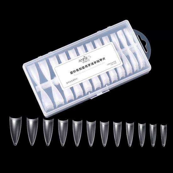 240Pcs/Box Fake Ultra-thin No Trimmable Carving Grinding Nail Traceless DIY Frosted Small Trapezoid Half-paste Extend