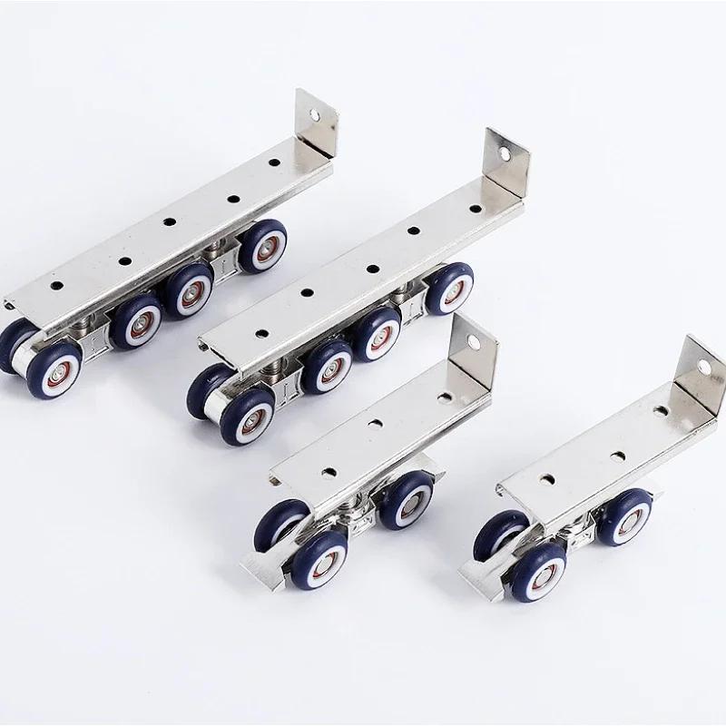 Sliding Door Hanging Roller Pulley Set with Rail Track - 4 or 8 Wheels for Wooden Door and Home Sliding System Hardware