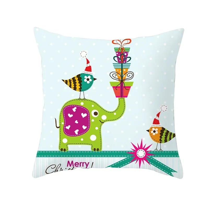 Polyester Fiber Green Series Christmas 2024 Pillow Cover Sofa Cushion Home Decorative Pillows Cover