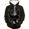Vintage Tiger Men's Hoodie 3d Print Tops Fashion Animal Graphics Long Sleeve Men Oversized Streetwear Tees