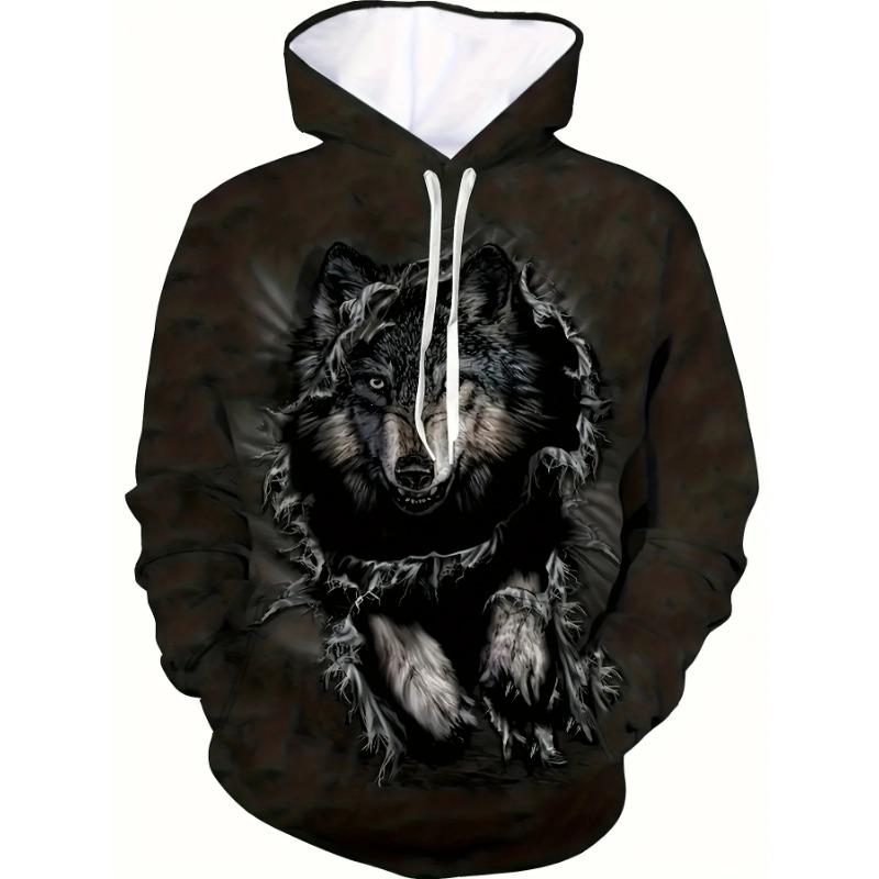 Vintage Tiger Men's Hoodie 3d Print Tops Fashion Animal Graphics Long Sleeve Men Oversized Streetwear Tees