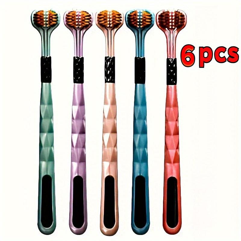 Lot de 10 brosses à dents pour adultes à poils ultra-doux 3D à trois côtés - Soin doux des gencives, Nettoyage en profondeur, Sans formaldéhyde, Couverture complète de la tête