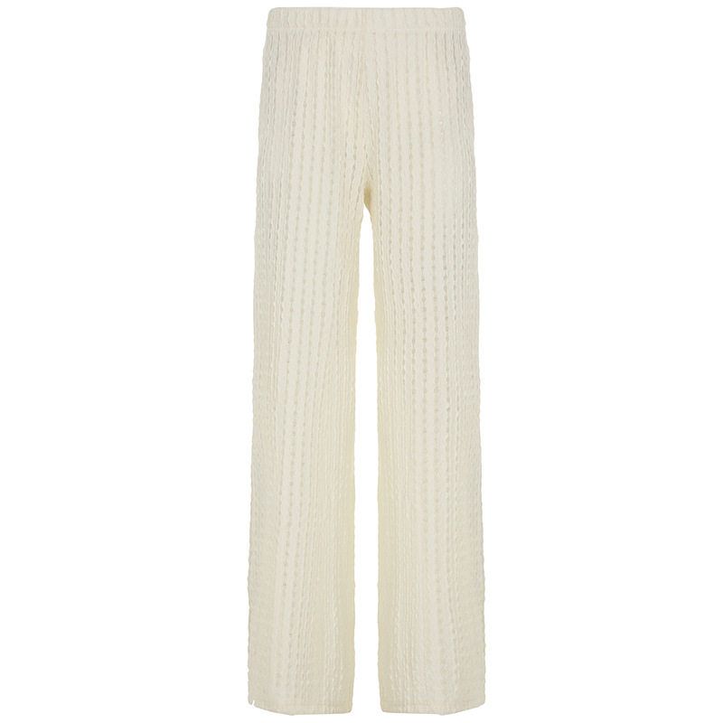 

Resort-Style Beach Textured Knit Pants, New Summer Style, European and American Style, Loose, Comfortable, Versatile Casual Pants White S