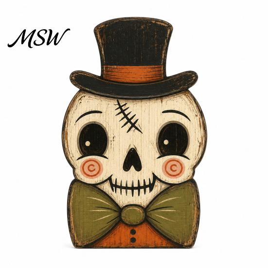 Reusable Wood Holiday Ornaments Halloween Tiered Tray Decorations, Wooden Tabletop Ornaments, Vintage Centerpiece Cute Ghost And Pumpkin Figures