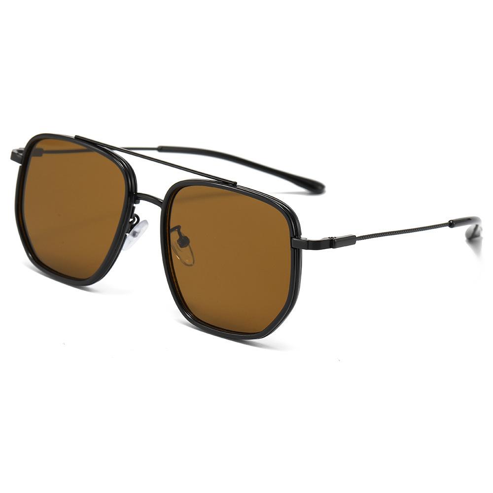 Large Frame Metal Sunglasses Anti-Blue Outdoor Glasses Square Retro Aviator Sunglasses