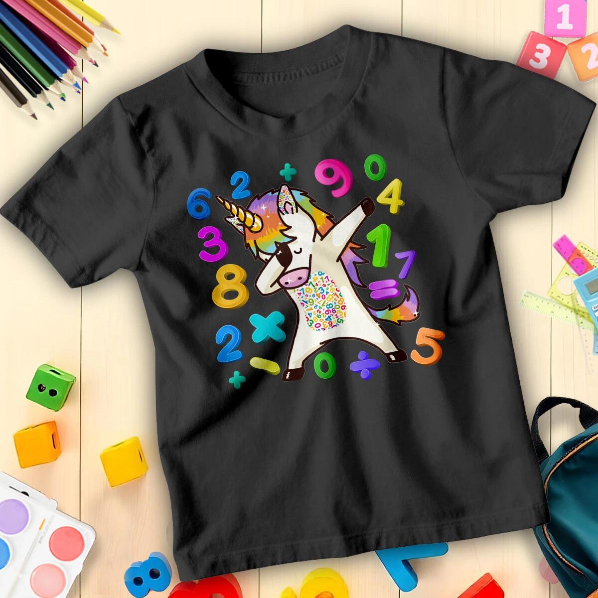 Boys and Girls Dabbing Unicorn Number Day Maths Day T-Shirt Tee for Kids #ND 140