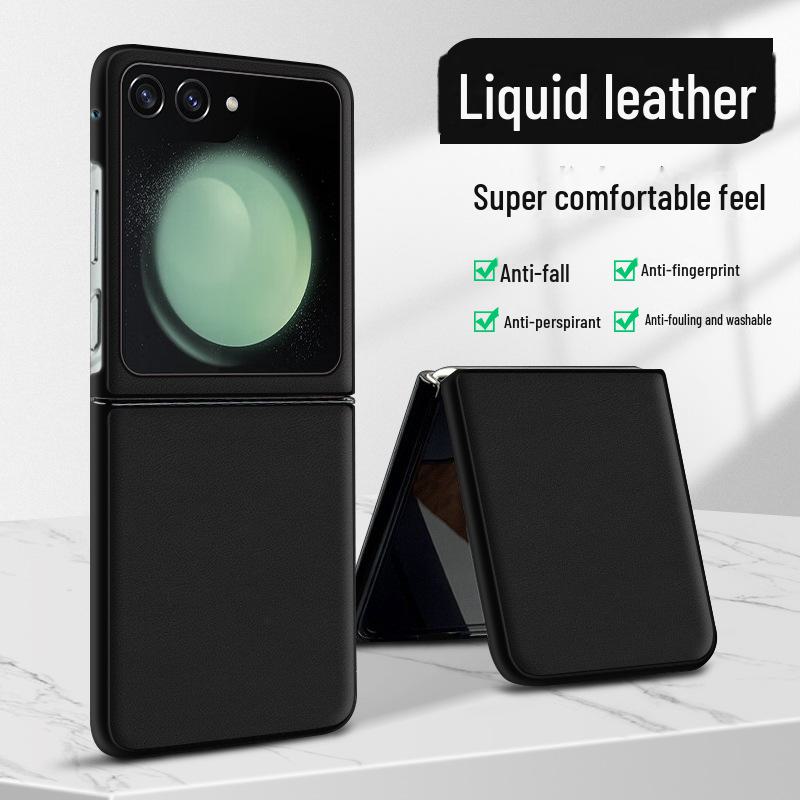 Husa din piele lichida Samsung ZFlip5: Protecție anticădere și antifouling dintr-o singură bucată.