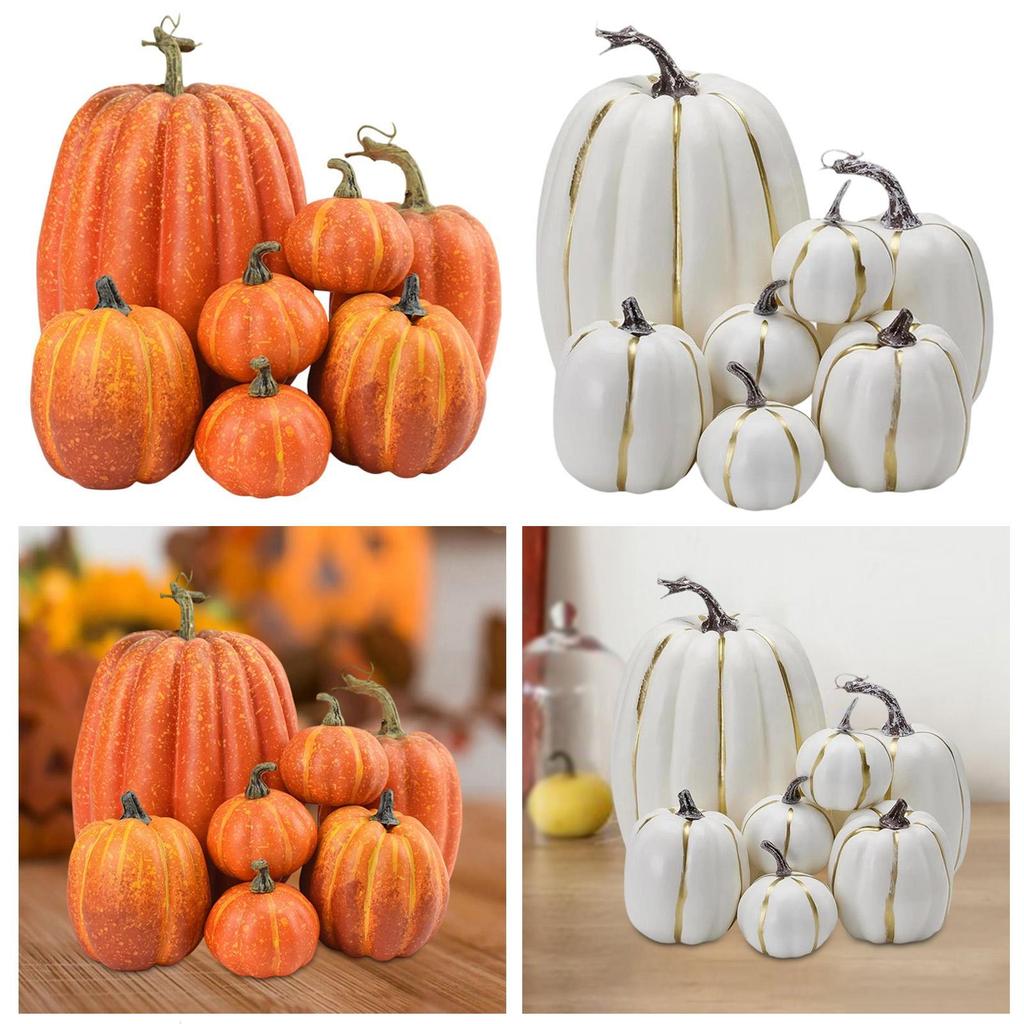 7 kusů umělých dýní jako ozdoby na střed stolu, svatba, podzim