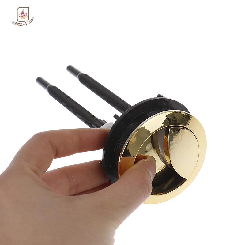 Dual Flush Toilet Tank Gold 48mm/58mm Chrome Plated ABS Round Shape Toilet Push Buttons Bathroom Accessories