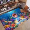 Custom Name Text Crystal Velvet Rug,Baby Shark Soft Plush Decorative Non Slip Floor Carpet