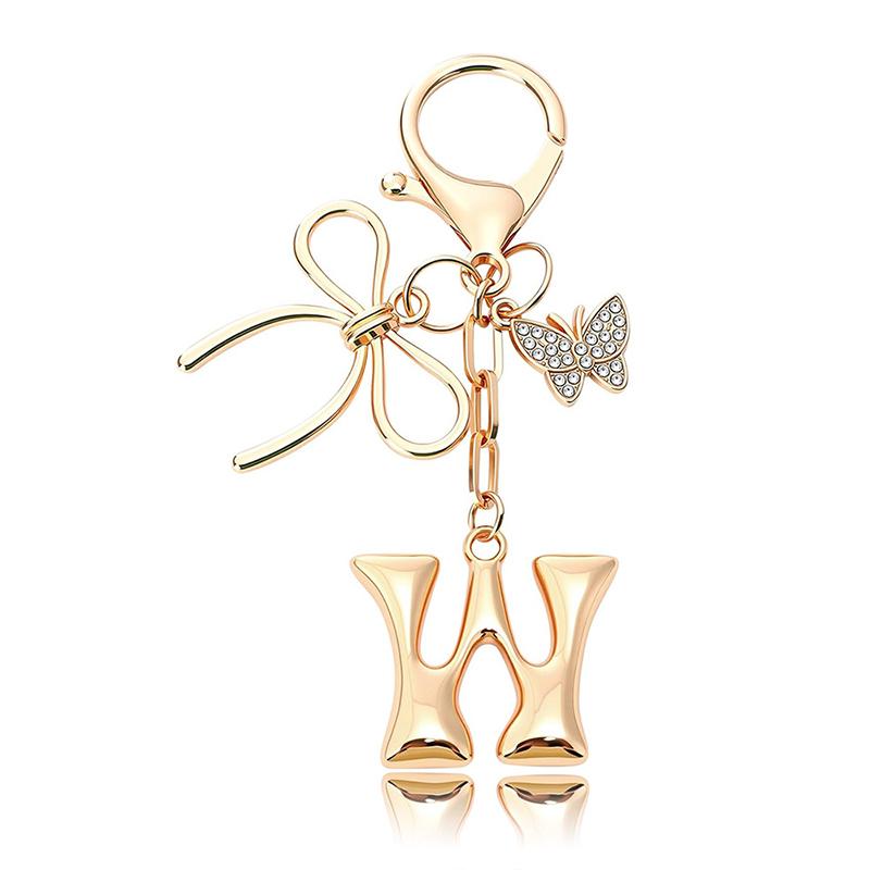 Chaveiro Fashion Borboleta Letra A-Z Feminino Menina Brilhante Fofo Mochila Chave de Carro Acessórios Cordão Pingente de Metal com Letra Presente
