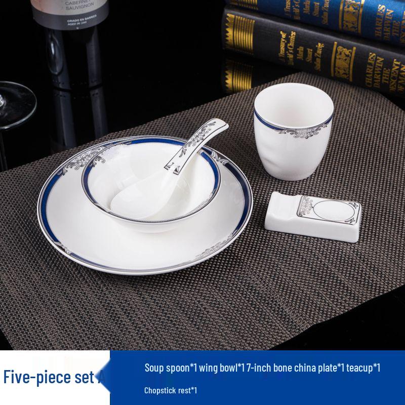 Luxury Ceramic Dinnerware Set: Plates, Bowls, Spoons & Cups for Restaurants & Clubs