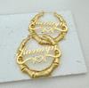 Custom Name Plate Earrings Gold Plated Hoop Personalized Stainless Steel Earrings