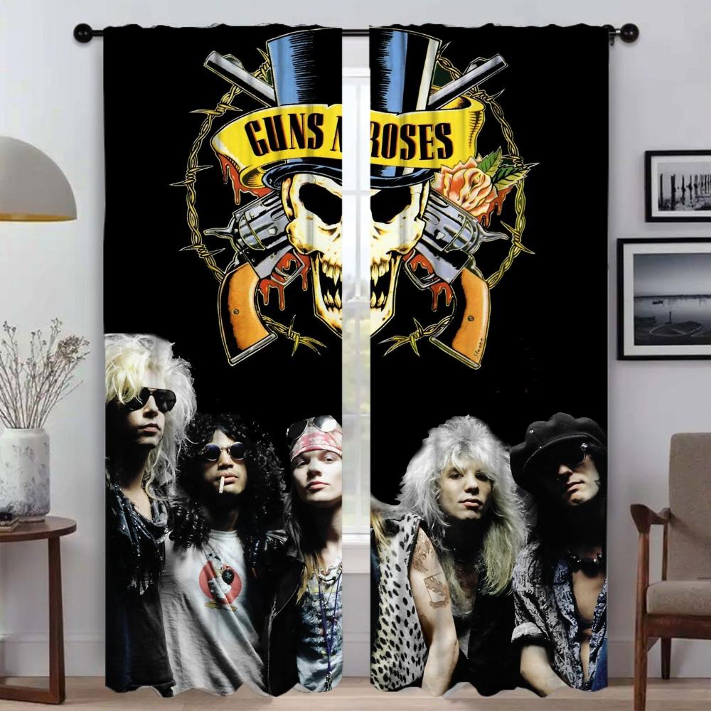 

Guns N Roses Разделение Домашний Интерьер Шторы 2 Части Гостиная Шторы Хэллоуин Украшения Оттенки Шторы для Спальни W50xH70cmx2pcs-CL