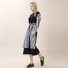 Bunderghost Color-Blocked Overskirt Long Dress (Striped)
