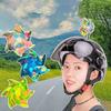 Plastic Bicycle Helmet Decorations Wind Powered Rotating Self-Adhesive Toy  Car