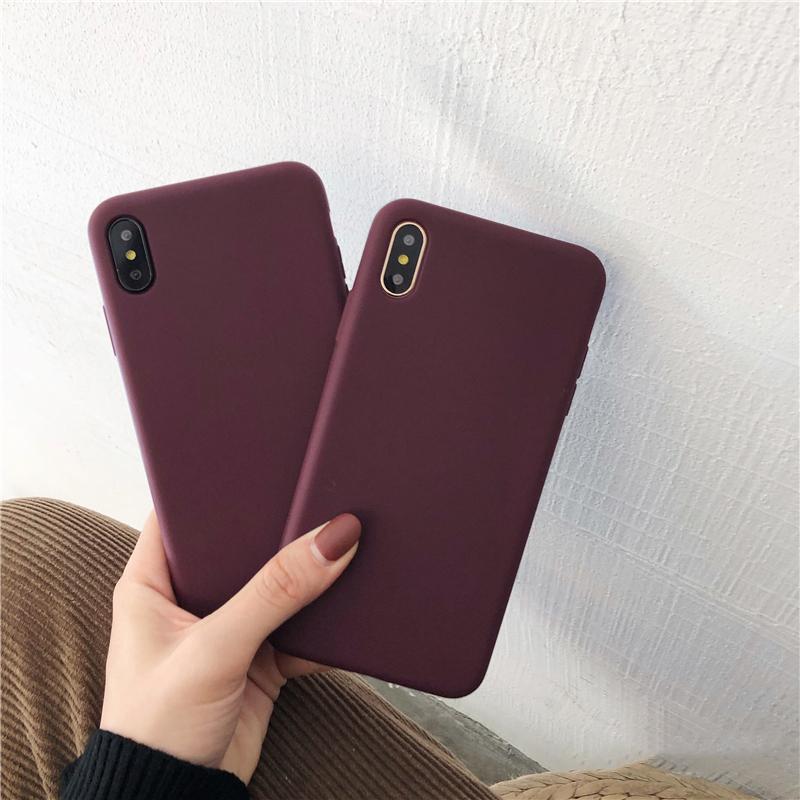 Wine Red Matte Phone Case For Iphone XS Max XR X 11 12 Pro Max 8 7 6S 6 Plus SE 2020 Silicone Solid Color Soft TPU Back Cover