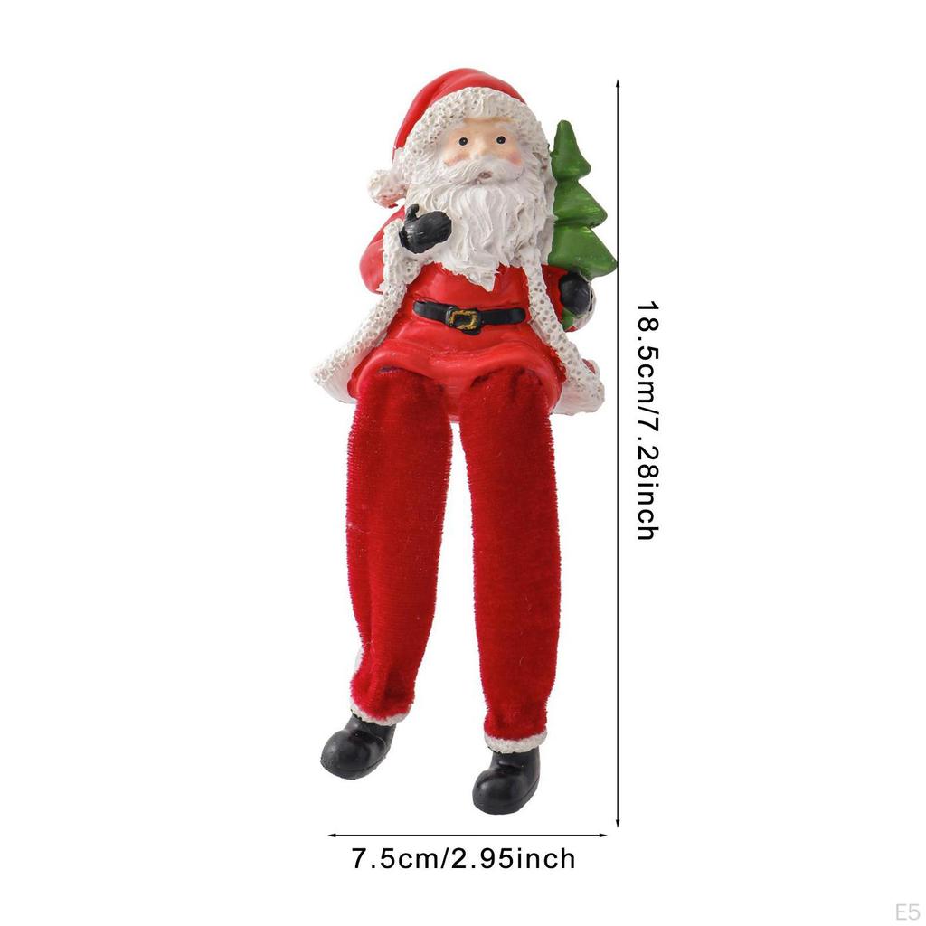 Resin Sitting Santa Figurine Christmas Decoration Holding Tree Collectible Figure