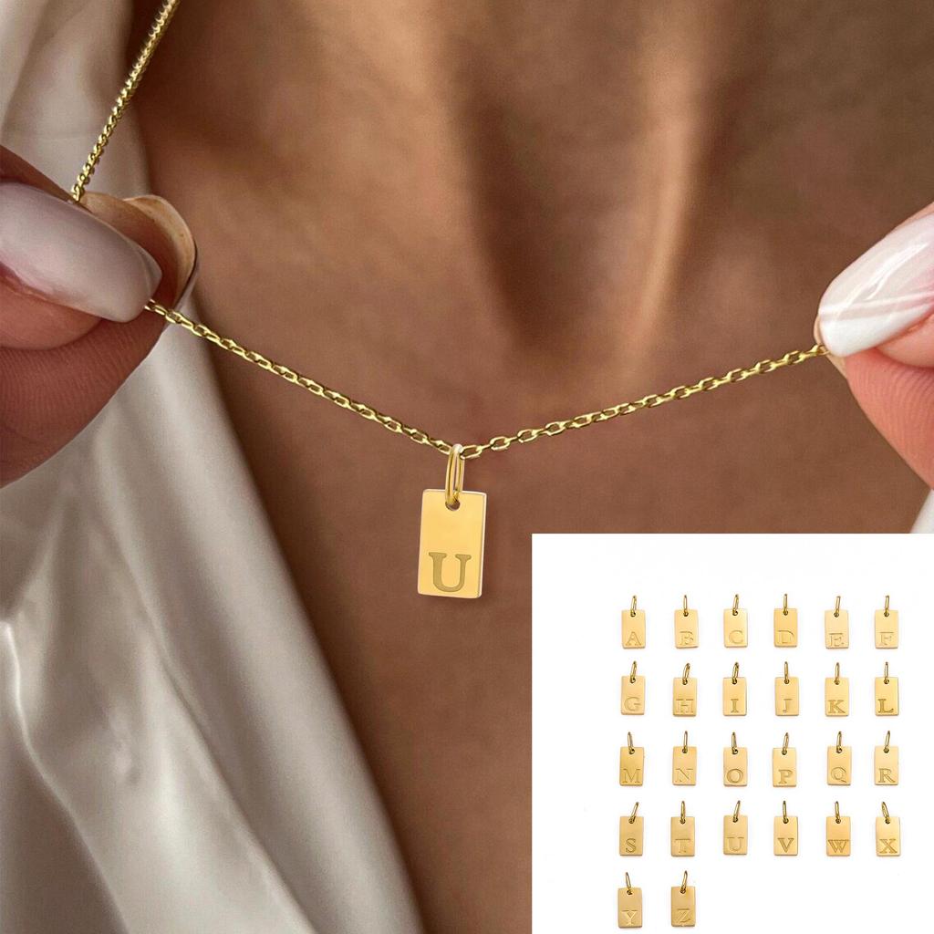 Gold-Plated Alphabet Pendant Accessories – 26 English Letters Stainless Steel for DIY Jewelry