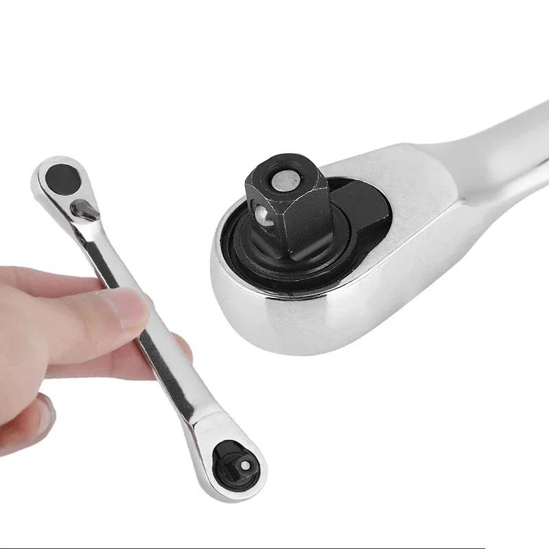 Portable 1/4'' Single/Double End Quick Socket Ratchet Wrench Screwdriver Bit Spanner Two-way adjustable Hand Tools for Mechanic
