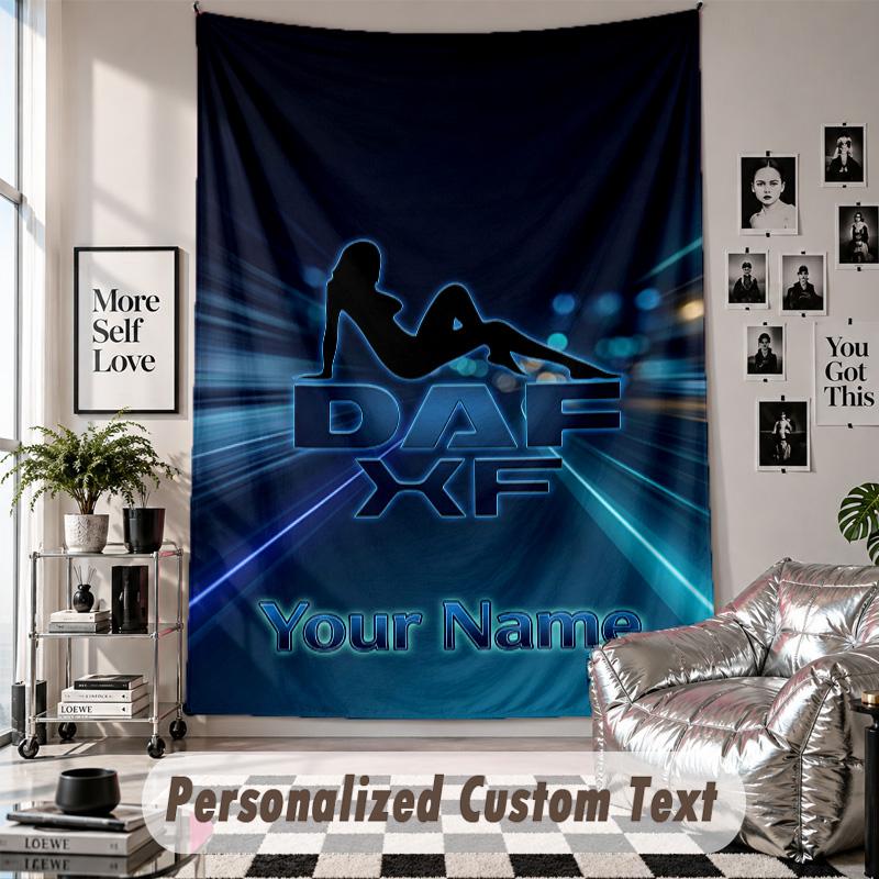 Wall Hanging Tapestry With Custom Name & Text, DAF Decorative Tapestry For Bedroom