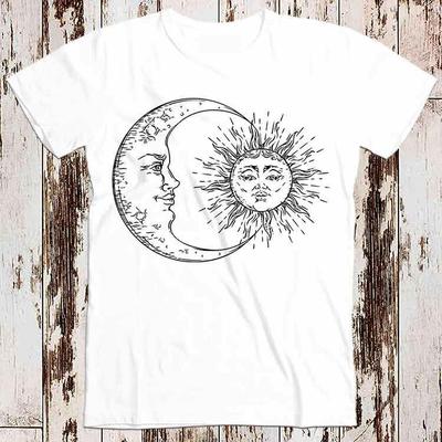 Der Mond & Die Sonne Antikes Halbmond-Sonnen T-Shirt 8654