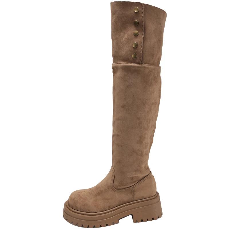 Suede Platform Women High Boots High Heels Chunky Fashion Shoes Woman 2025 Trend Winter Brand Sexy Elegant Femme Chelsea Botas