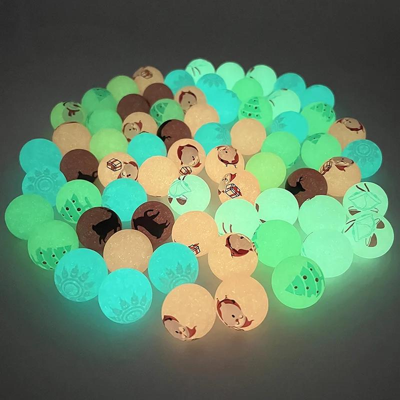 10pcs Luminous Bouncy Ball Glow In The Dark Elastic Ball Toys Rubber Solid Jumping Ball Kids Toys Christmas Party Birthday Gifts
