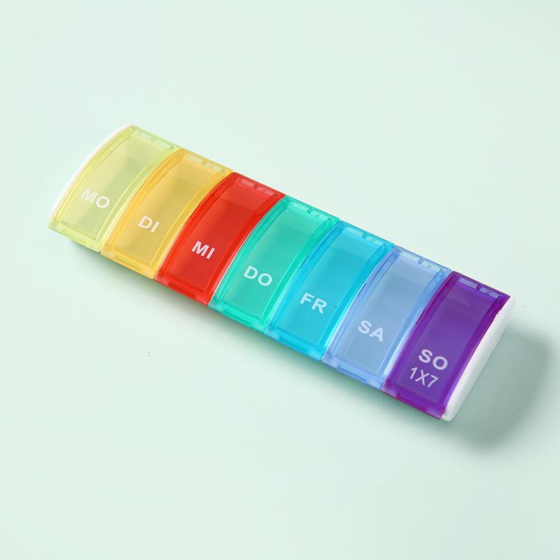 Portable 7-Grid Weekly Pill Organizer for Health Supplements and Tablets