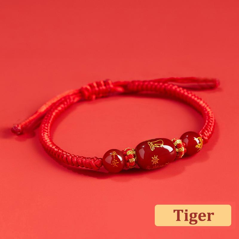 Náramek pletený z červené šňůrky ve stylu čínského zvěrokruhu Šťastný náramek pro rok pro muže ženy Náramek pro rok hada Šperky Dárky