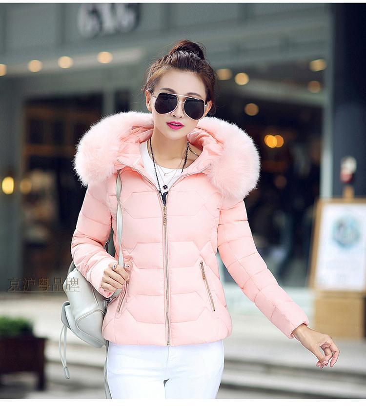Autumn and winter new women's cotton-padded jacket short big fur collar women's cotton-padded jacket