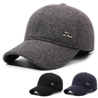 Hat Men's Autumn Winter Cap Ear Protection Woolen Hat Cold-Proof Thick Warm Outdoor Middle-Aged Baseball Cap