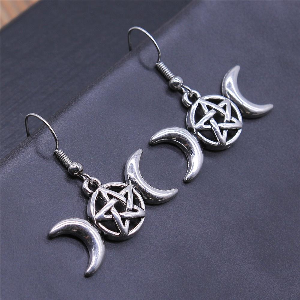 Vintage Totem Earring Sun & Moon Dangle Earrings Geometric Women Dangle Earrings Star Moon Female Korean Jewelry