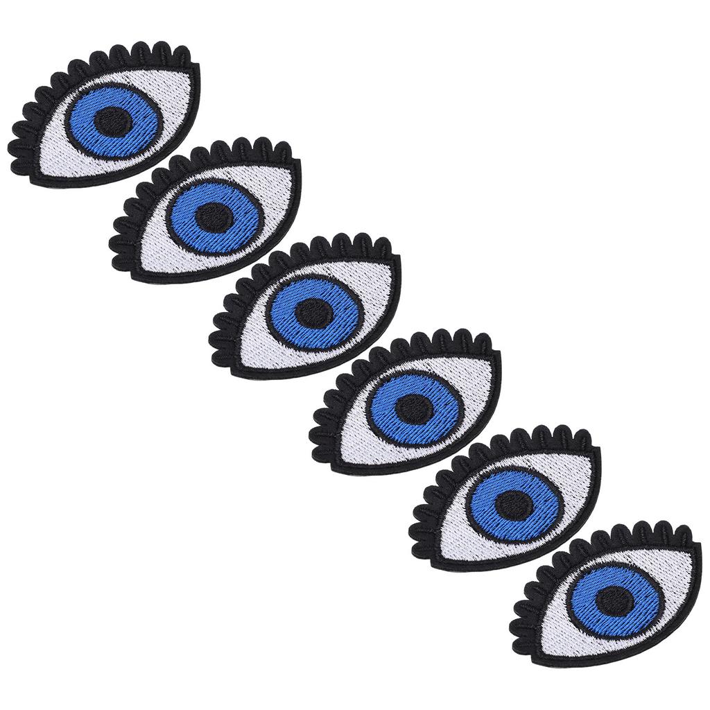 6pcs Iron On Patches DIY Bright Color Big Eye Pattern Clothes Dress Hat Jean Sewing Shirt Jacket