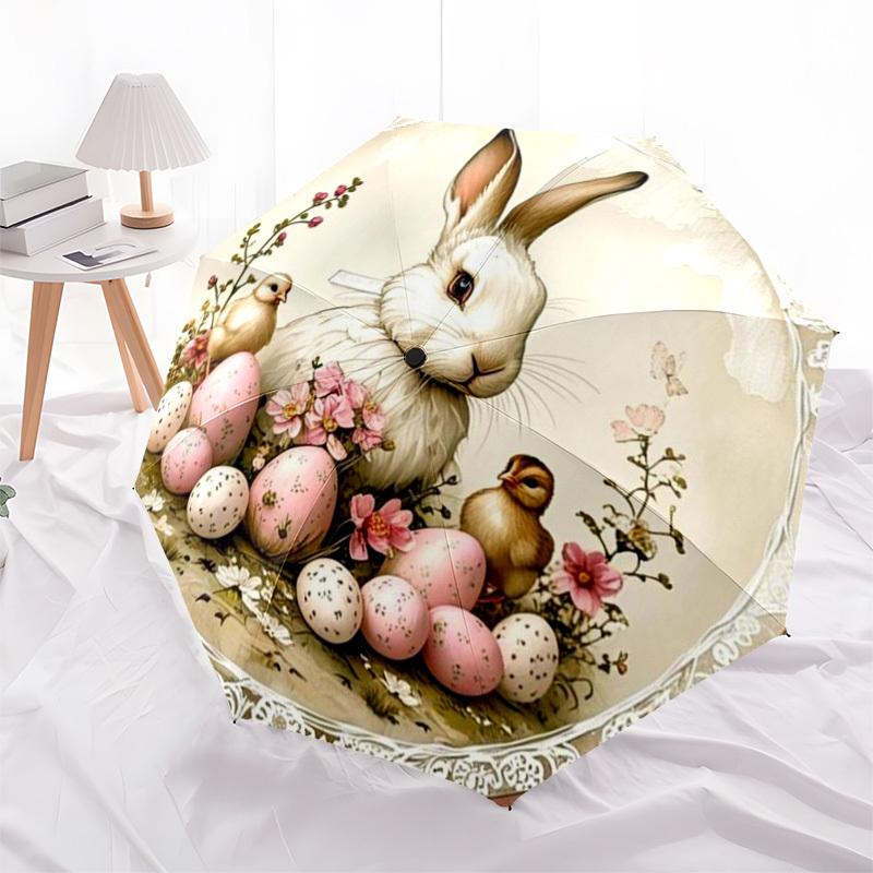 1 Stück Osterhase Deko Automatischer Faltregenschirm - Kompaktes 8-Rippen-Design, Perfektes Geschenk für Freunde & Familie yy250926092