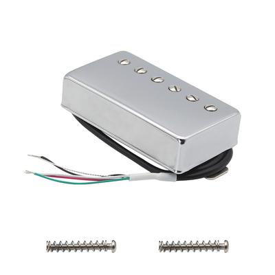 FLEOR Alnico5 Guitar Humbucker Pickup, 4-Wire 7-8K Gold Neck Pickup, Chrome Fit, LP Style, Guitar Pickup Parts