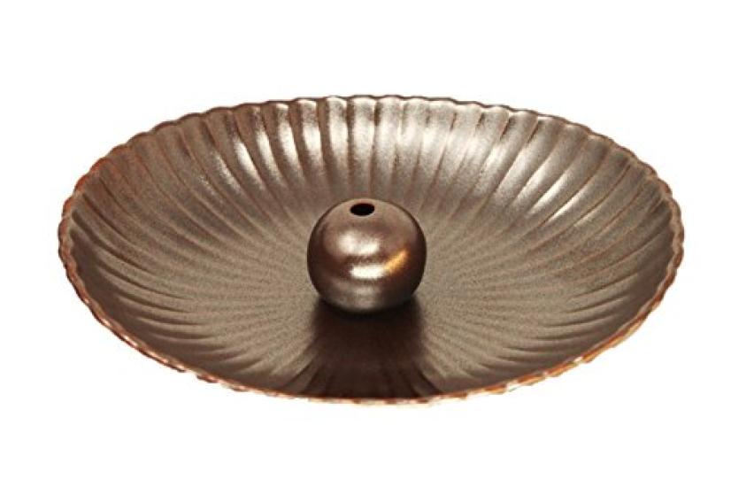 

Iron-colored oval dish, made in Japan by Mino ware, suitable for incense holders. Ceramic incense stand, slightly deeper incense dish. ACS WEB SHOP