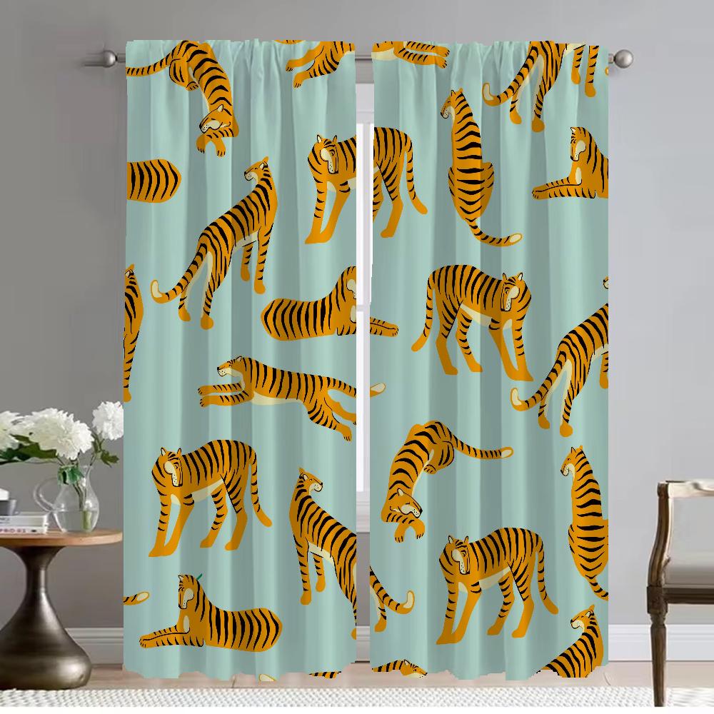 

Современные шторы для гостиной, 2 шт., тигровые шторы для кухни, тюль для камеры, перегородка для спальни, элегантные шторы на окна W50xH70cmx2pcs-CL