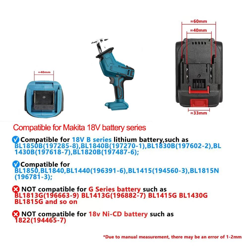 Electric Reciprocating Saw Electric Horse Knife Small Outdoor Handheld Cutting Saw Fit Makita/Dewalt/Milwaukee 18V Battery