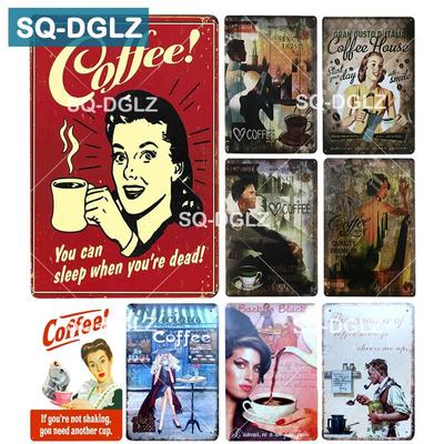 [SQ-DGLZ] Coffee Metal Sign Bar Wall Decoration Tin Sign Vintage Metal Signs Home Decor Painting Plaques Art Poster