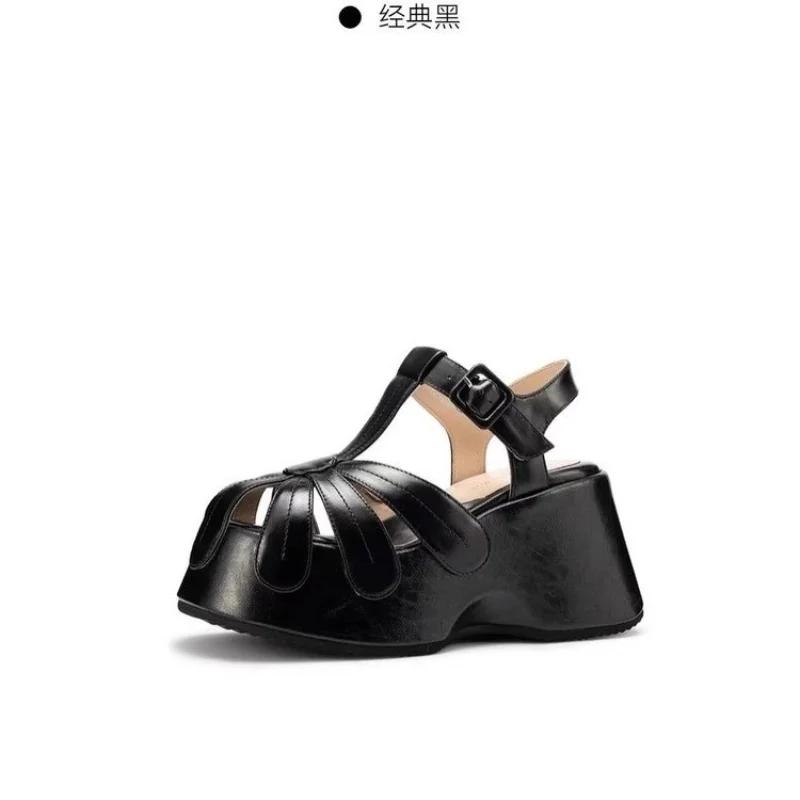Women's Platform Cowboy Sandals Designer Fashion Muffin Bottom Metal Buckle Roman Shoes 2025High Heeled Thick Bottom Women Shoes