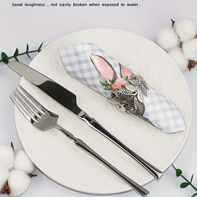 20pcs 25cm 2-Ply Easter Bunny Element Colorful Napkins Plaid Square Napkins Party Decoration Paper Placemats Pink Ears Paper