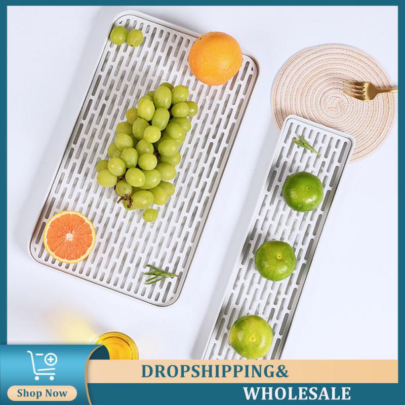 

Fruit Cup Drain Tray Plastic Water Cup Drain Rectangular Home Accessories Storage Tray Double Layer Fruit Vegetable Tea Tray
