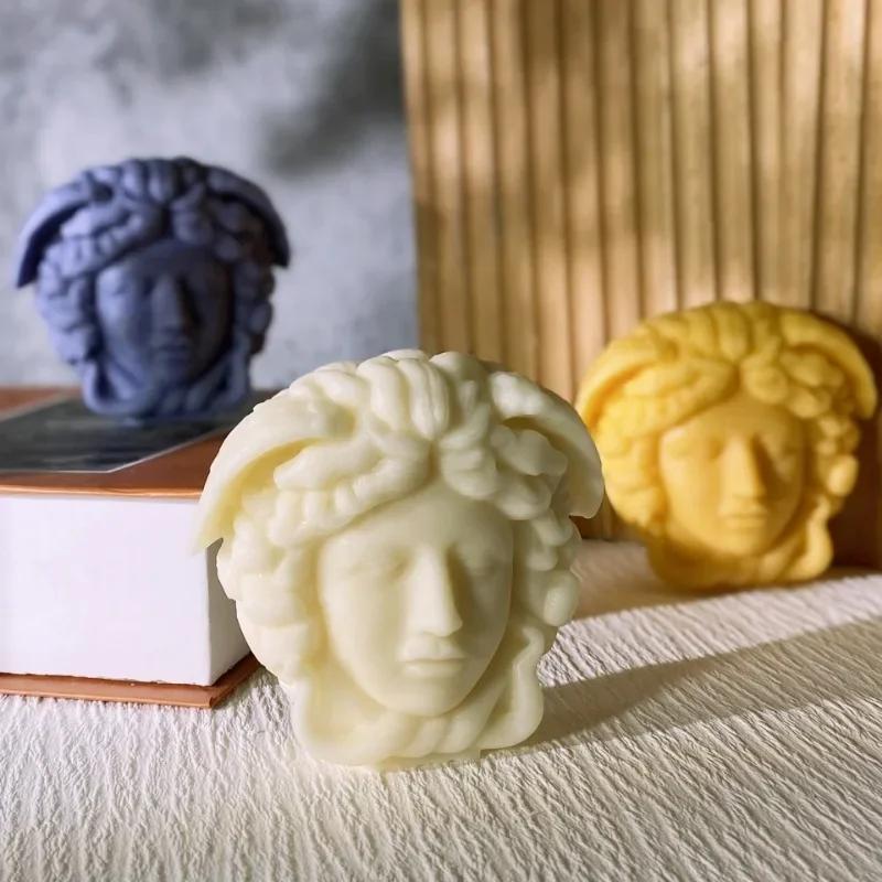 2D Medusa Head Silicone Candle Mold DIY Greek Figure Sculpture Plaster Crystal Resin Casting Molds Hand Soap Making Tools