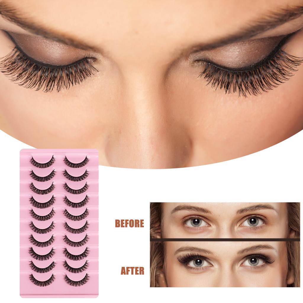 10 Pairs Reusable Self Adhesive Eyelashes No Glue   or Eyeliner Needed Natural Thick False Lashes