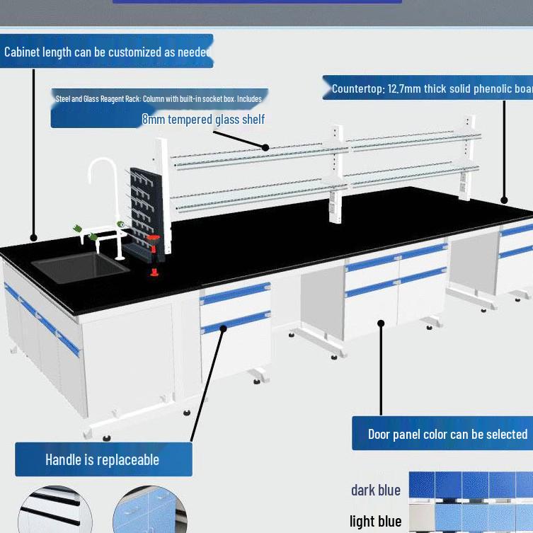 All-Steel Laboratory Workbench: Central & Side Benches for Chemical Experiments