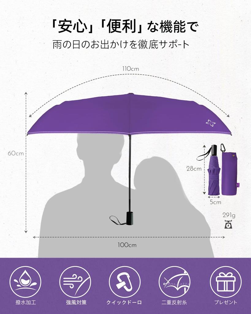 Lilac Folding Water Suitable for Heavy Rainy 8 Water Easy To UV Day Umbrella, Large, Compact, Strong, Durable, Repellent, Windproof, Rain, Season,